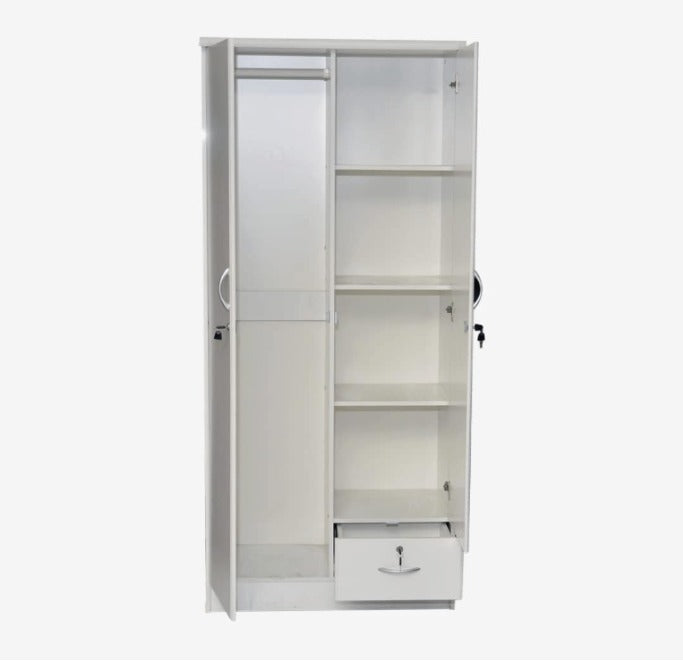 Orviston 2 Door Wooden Wardrobe With Lockable drawer