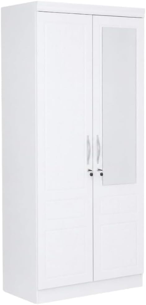 VESE 2 Door Wooden Wardrobe, Cabinet Cupboard Engineered Wood Perfect Modern Stylish Heavy Duty With Mirror