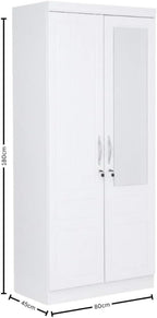 VESE 2 Door Wooden Wardrobe, Cabinet Cupboard Engineered Wood Perfect Modern Stylish Heavy Duty With Mirror