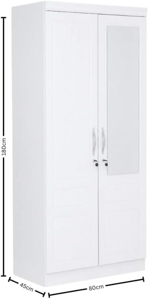 VESE 2 Door Wooden Wardrobe, Cabinet Cupboard Engineered Wood Perfect Modern Stylish Heavy Duty With Mirror