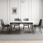 Jassper Dining Table 6 seater Marbel Top Table with Pu Leather Chairs 1+6