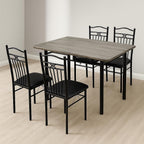 Traidan Dining Table 4 seater Wooden Top Table with Fabric Chairs Metal Frame 1+4 set