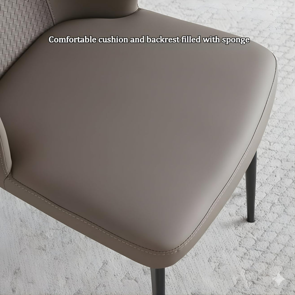 Dining Table 4 seater Marbel Top Table with Pu Leather Chairs 1+4  Beige Color