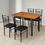 Traidan Dining Table 4 seater Wooden Top Table with Fabric Chairs Metal Frame 1+4 set